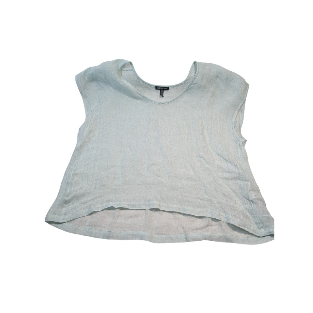Eileen Fisher Womens Organic Linen Gauze Top XL Light Blue